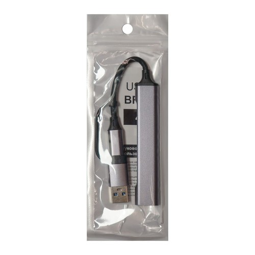 USB-хаб BRANCH 4 в 1, алюминиевый, с нанесением логотипа