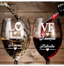 Бокалы с гравировкой Love
