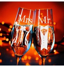 Бокалы для шампанского - MR and MRS