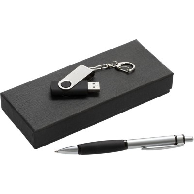 Купить Набор Notes: ручка и флешка 16 Гб, черный с нанесением логотипа