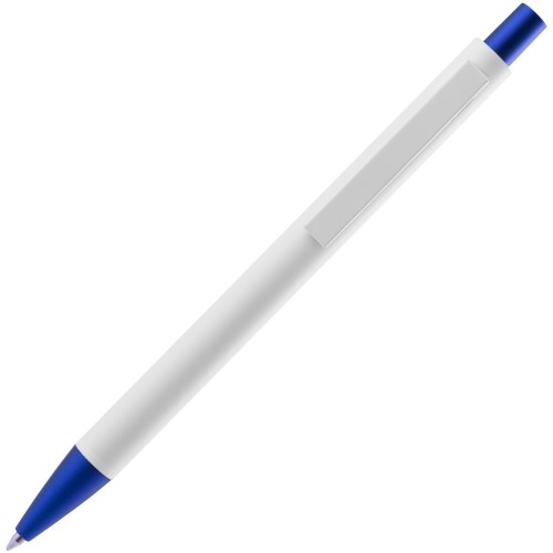 Купить Ручка шариковая Chromatic White, белая с синим с нанесением логотипа