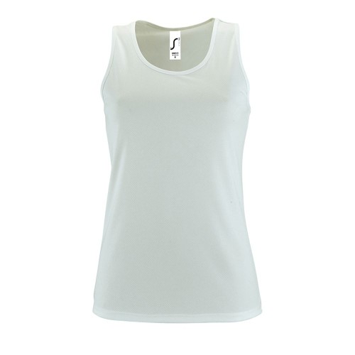 Купить Майка женская SPORTY TT WOMEN, белая с нанесением логотипа Купить Майка женская SPORTY TT WOMEN, белая с нанесением логотипа