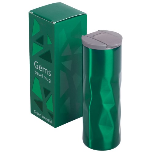 Купить Термостакан Gems Green Emerald, зеленый изумруд с нанесением логотипа
