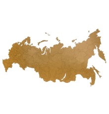 Деревянная карта России, коричневая