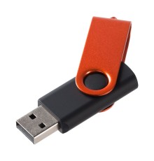 Флешка Twist Color, черная с оранжевым, 8 Гб