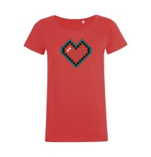 Футболка женская Pixel Heart, красная