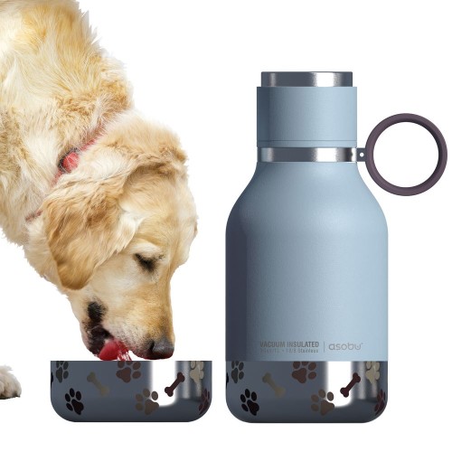 Купить Термос Dog Bowl с миской для питомца, голубой с нанесением логотипа