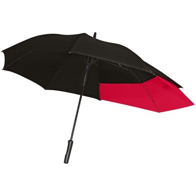 Купить Зонт-трость Fiber Move AC, черный с красным с нанесением логотипа