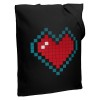 Купить Холщовая сумка Pixel Heart, черная с нанесением логотипа