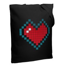 Холщовая сумка Pixel Heart, черная