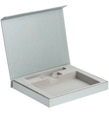 Коробка Memo Pad для блокнота, флешки и ручки, серебристая