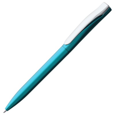 Купить Ручка шариковая Pin Silver, голубой металлик с нанесением логотипа
