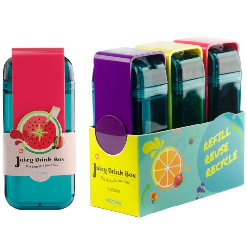 Купить Бутылка Juicy Drink Box, голубая с нанесением логотипа Купить Бутылка Juicy Drink Box, голубая с нанесением логотипа