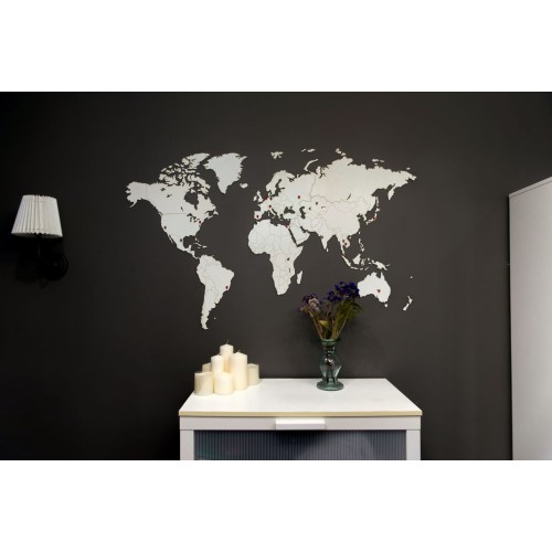 Купить Деревянная карта мира World Map Wall Decoration Medium, белая с нанесением логотипа