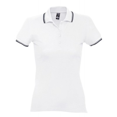 Купить Рубашка поло женская Practice Women 270, белая с темно-синим с нанесением