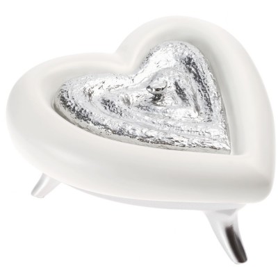Купить Шкатулка «Сердце», бело-серебристая с нанесением логотипа
