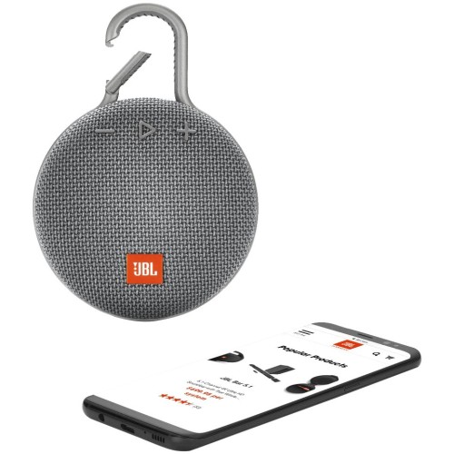 Купить Беспроводная колонка JBL Clip 3, серая с нанесением логотипа