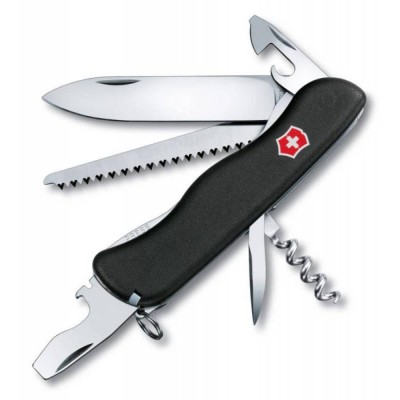 Купить Солдатский нож с фиксатором лезвия Forester, черный с нанесением логотипа