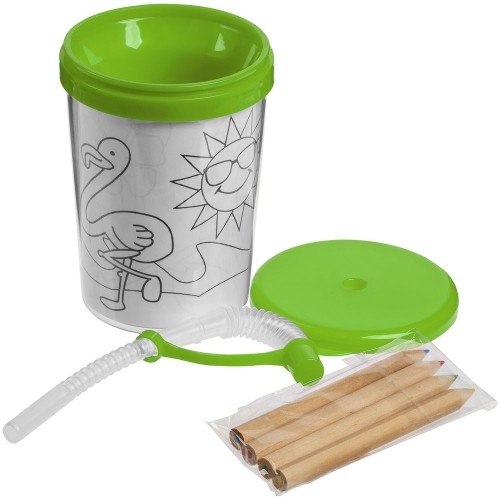 Купить Детский стакан-раскраска «Передвижник», зеленый с нанесением логотипа