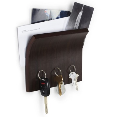 Купить Держатель для ключей и писем Magnetter, коричневый с нанесением логотипа