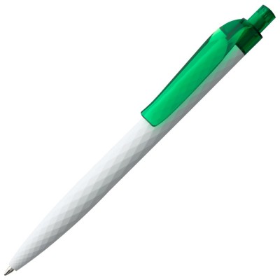 Купить Ручка шариковая Prodir QS01 PMT-T, бело-зеленая с нанесением