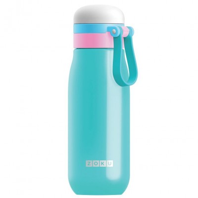 Купить Вакуумная бутылка для воды Zoku, бирюзовая с нанесением логотипа