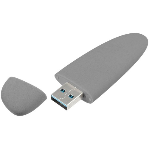 Купить Флешка Pebble, серая, USB 3.0, 16 Гб с нанесением логотипа