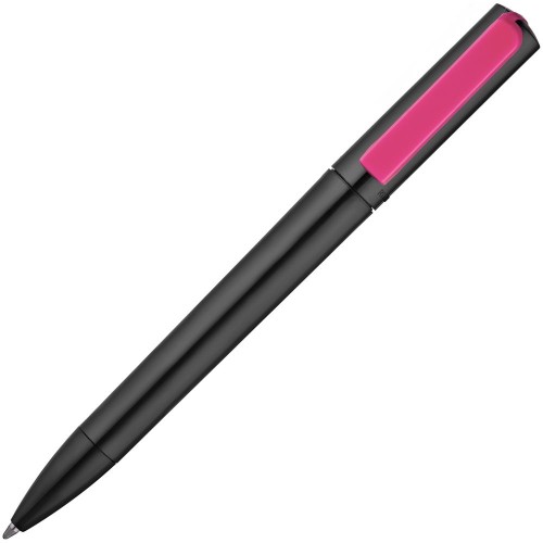 Купить Ручка шариковая Split Black Neon, черная с розовым с нанесением логотипа