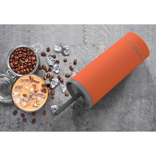 Купить Термостакан Superb Sippy с трубочкой, оранжевый с нанесением логотипа