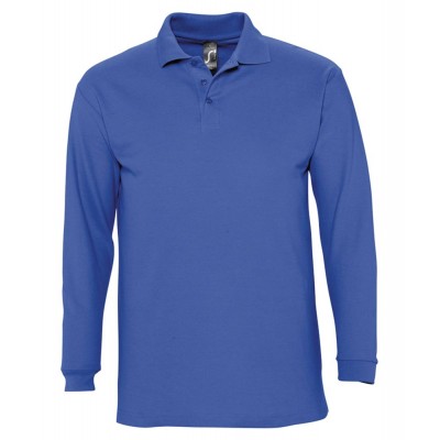 Купить Рубашка поло мужская с длинным рукавом WINTER II 210 ярко-синяя с нанесением