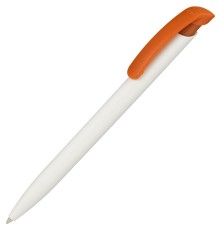 Ручка шариковая Clear Solid, белая с оранжевым