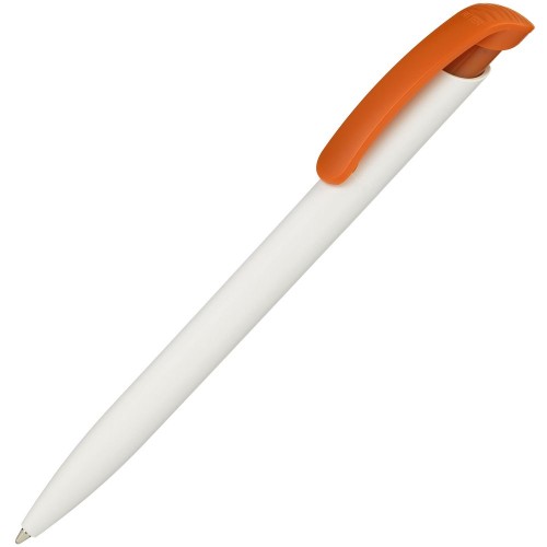 Купить Ручка шариковая Clear Solid, белая с оранжевым с нанесением логотипа