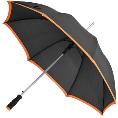 Купить Зонт-трость Highlight, черный с оранжевым с нанесением логотипа