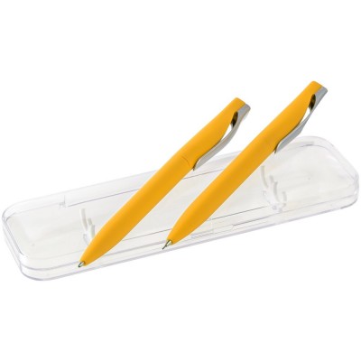 Купить Набор Pin Soft Touch: ручка и карандаш, желтый с нанесением