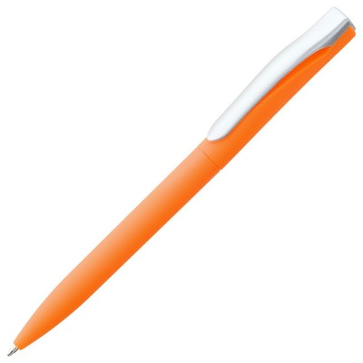 Купить Ручка шариковая Pin Soft Touch, оранжевая с нанесением