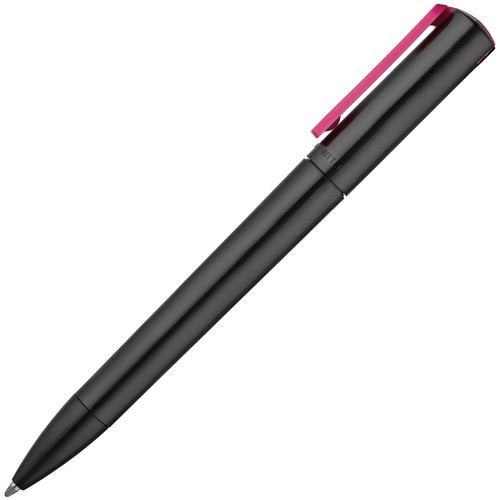Купить Ручка шариковая Split Black Neon, черная с розовым с нанесением логотипа