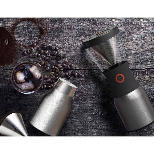 Купить Портативная кофеварка Cold Brew, серебристая с нанесением логотипа