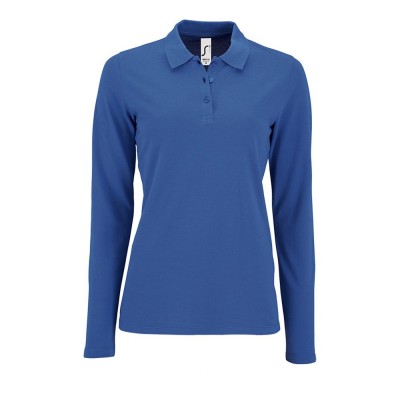 Купить Рубашка поло женская с длинным рукавом PERFECT LSL WOMEN, ярко-синяя с нанесением