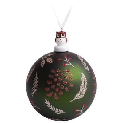 Купить Елочный шар с фигуркой «Зимняя листва», 10 см с нанесением логотипа