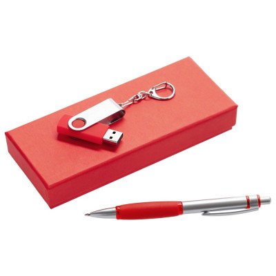 Купить Набор Notes: ручка и флешка 8 Гб, красный с нанесением