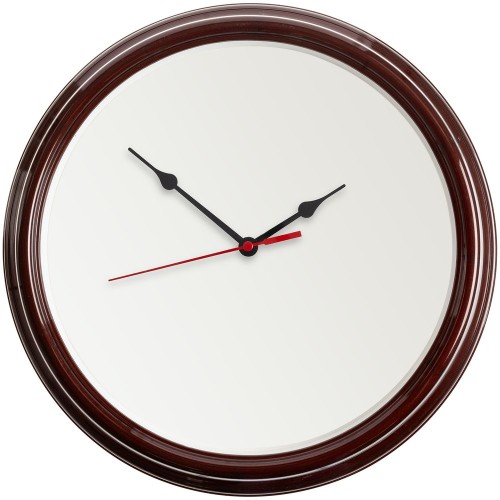 Купить Часы настенные Flat Circle, коричневые с нанесением логотипа