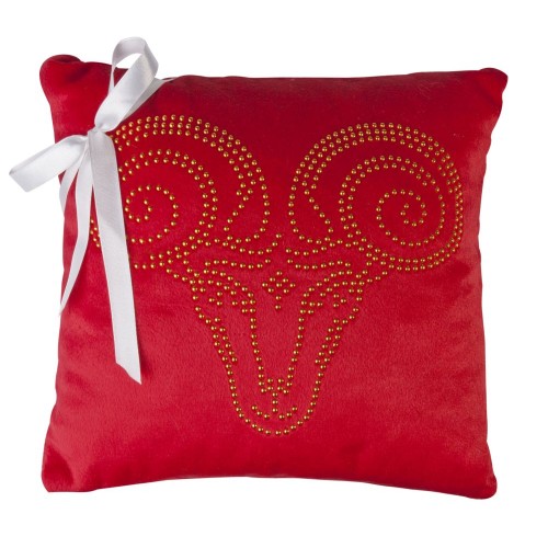 Купить Подушка «Знак зодиака Овен», красная с нанесением логотипа