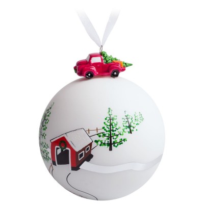 Купить Елочный шар с фигуркой «Лесная избушка», 10 см с нанесением логотипа