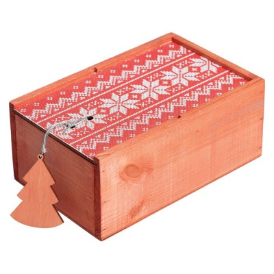 Купить Коробка деревянная «Скандик», малая, красная с нанесением логотипа