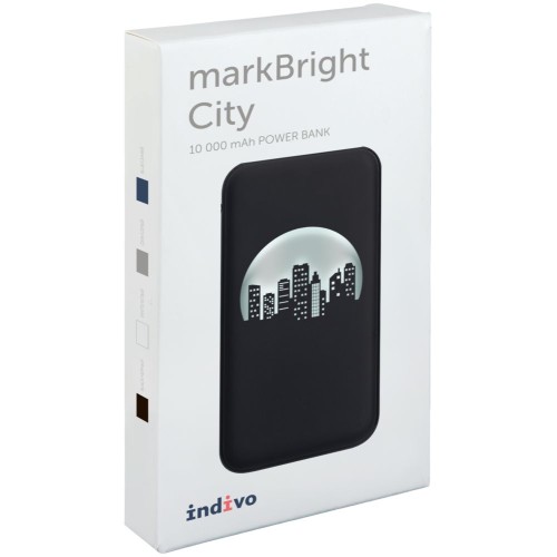 Купить Аккумулятор с подсветкой markBright City, 10000 мАч, синий с нанесением логотипа Купить Аккумулятор с подсветкой markBright City, 10000 мАч, синий с нанесением логотипа