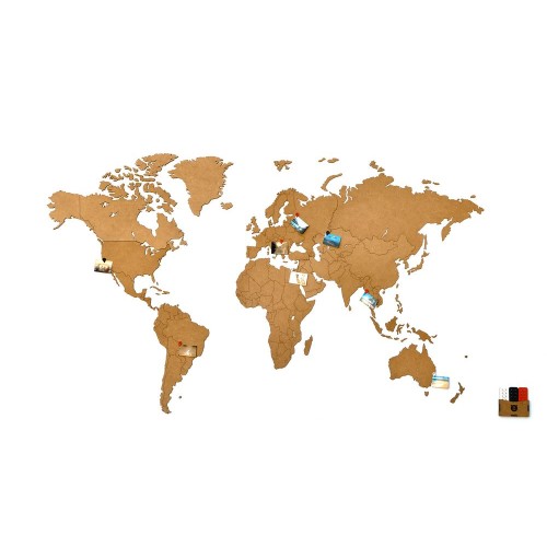 Купить Деревянная карта мира World Map Wall Decoration Large, коричневая с нанесением логотипа