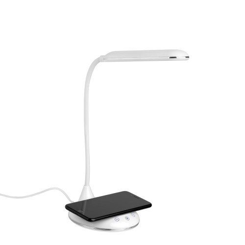 Купить Лампа с беспроводной зарядкой Bright Helper, белая с нанесением логотипа