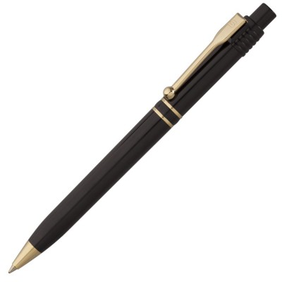 Купить Ручка шариковая Raja Gold, черная с нанесением логотипа