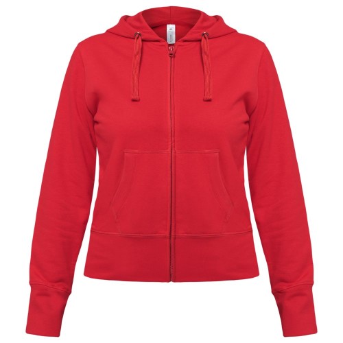 Купить Толстовка женская Hooded Full Zip красная с нанесением логотипа