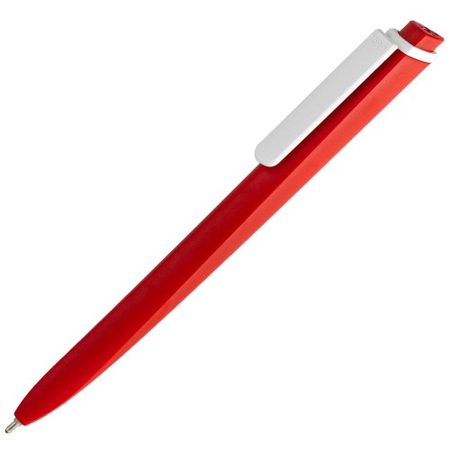 Купить Ручка шариковая Pigra P02 Mat, красная с белым с нанесением логотипа